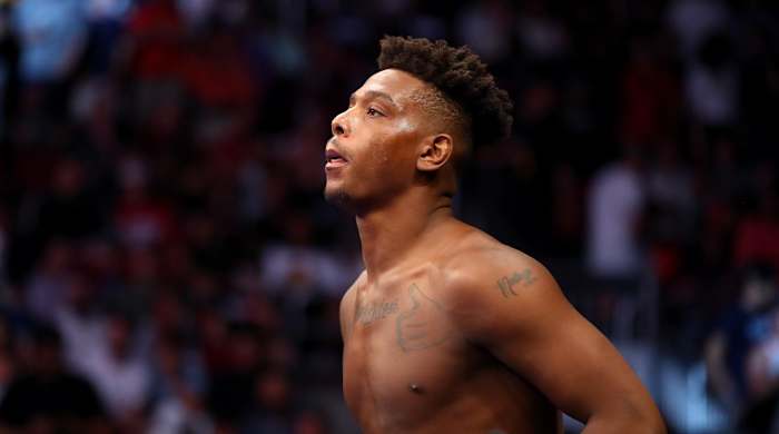 Jun 12, 2021; Glendale, Arizona, USA; Jamahal Hill during UFC 263 at Gila River Arena.